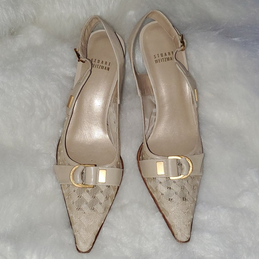 Stuart Weitzman Size 8 M Cream / Tan Slingbacks - image 1